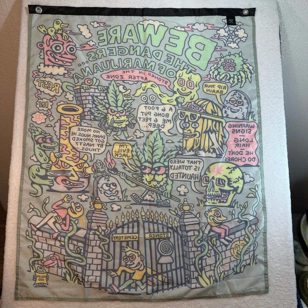 Killer Acid Beware The Dangers of Marijuana Wall Tapestry Banner Psychedelic Art